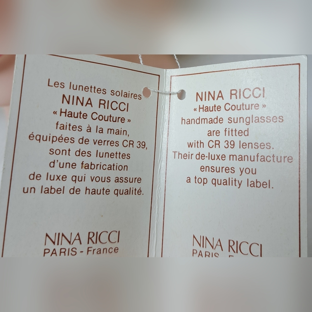 NWT Nina Ricci Women's Sunglasses Retro Vintage 70s 80s Hand Made Paris 1042 CL - Picture 12 of 16